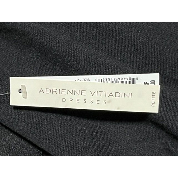 Adrienne Vittadini Dress 12 Petite Sheath Sleeveless Twist Front Ponte Black - Picture 9 of 10